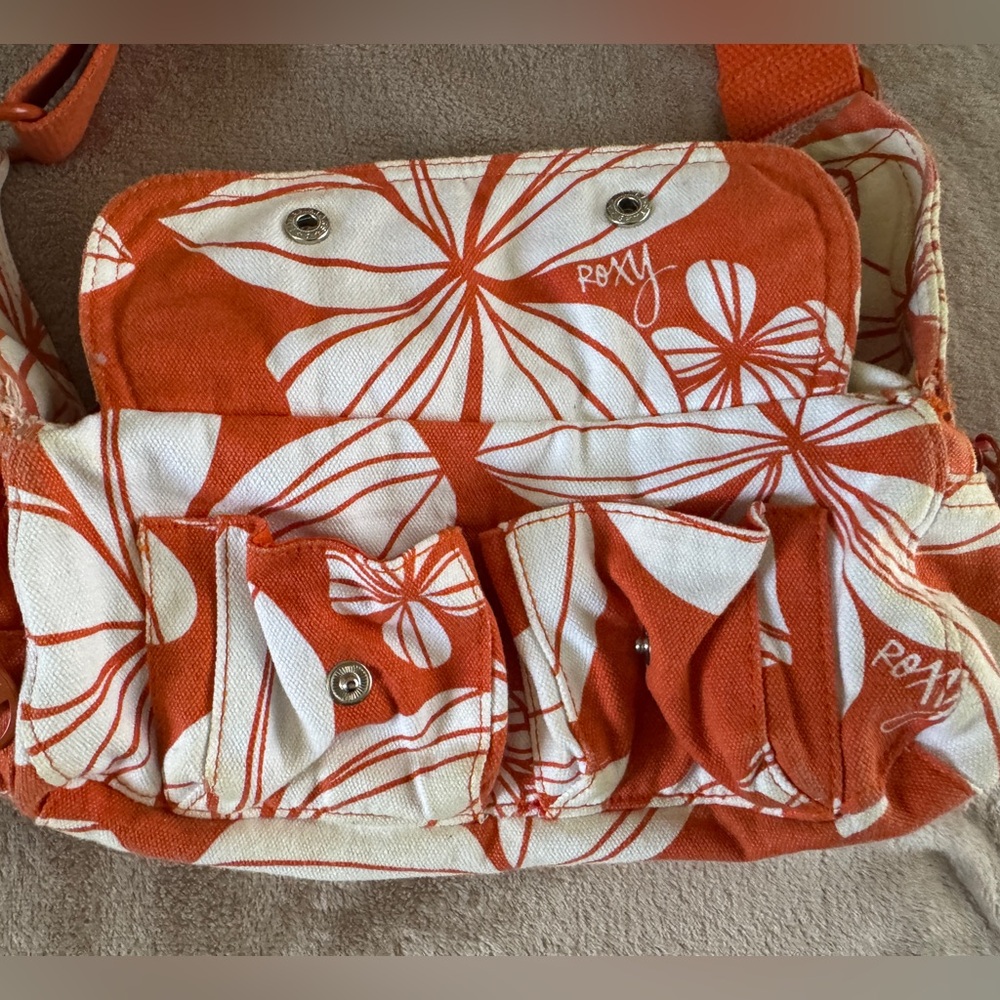 Roxy Y2K Surf Core Floral Shoulder Bag Orange Beachy Boho - Picture 5 of 13